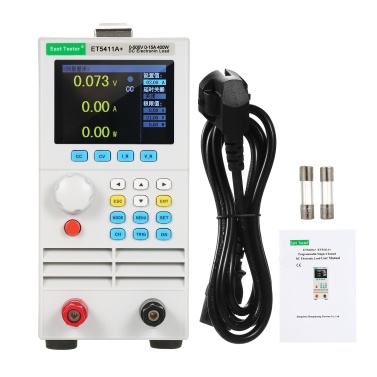 East Tester ET5411A+ Programmable Single-channel DC Electronic Load 500V 15A 400W Single Channel DC Programmable Electronic Load Tester CC CV CR CP CC+CV CR+CV Mode 2.8-inch TFT LCD Screen Battery and