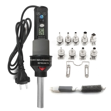 450W Portable Temperature-Controlled Soldering Heat Air Machine 450℃ Hot Air Rework Station SMD Desoldering Tool with Nozzles LCD Digital Display Airflow Control for Electronic Wiring