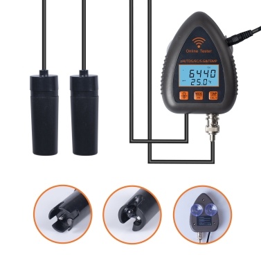 Tuya WiFi 5in1 Water Quality Online Monitor PH Total Dissolved Solids S.G EC Temperature Test Meter Multi-functional Mariculture Tester for Drinking Water Aquarium Aquaculture Swimming Pool