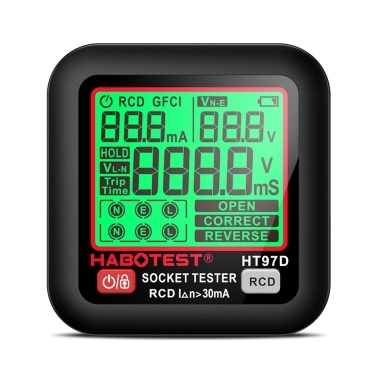 HABOTEST HT97D Digital Socket Tester Voltage Test EU Plug Socket Detector Intelligent Leakage Testing Multifunctional Phase Tester