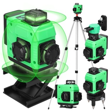 Multifunctional 16 Lines Laser Level 3° Self-leveling Machine Rechargeable Lithium Battery Leveling Tool Omnidirectional Ground Wall Sticker Waterproof Home Improvement Tools Set with 1.2m Height Adju