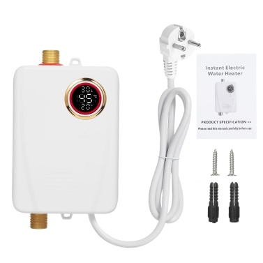 Instant Water Heater 3500W 220V White Mini Tankless Instant Hot Water Heater Bathroom Kitchen Washing With Digital Temperature Display for RV Kitchen Bathroom