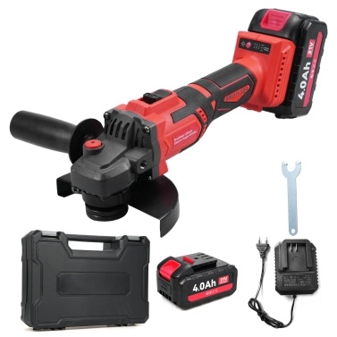 Cordless Angle Grinder 21V Power Angle Grinder Tools with 2PCS 4.0Ah Batteries and Charger Adjustable Auxiliary Handle Brushless Motor Metal Grinder for Grinding Cutting Polishing