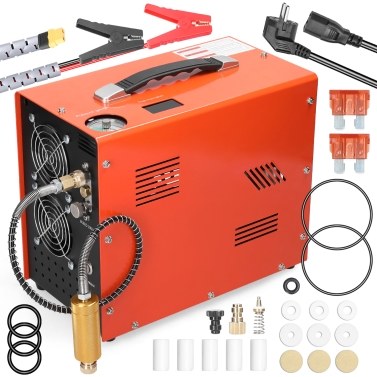 4500PSI Electric High Pressure Air Compressor with Barometer Intelligent Portable Automatic Shutdown Air Compressor Outdoor Air Compressor with LCD Digital Display Temperature