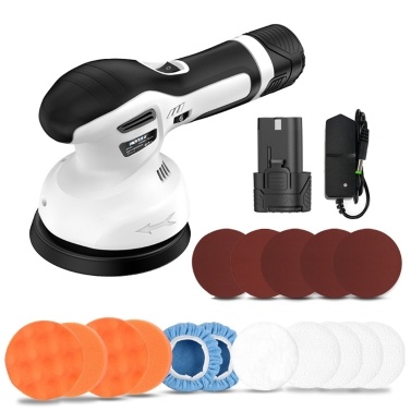 125mm Brushed Cordless Orbital Sander Wood Grinder Electric Car Polisher Multifunctional Wood Metal Waxing Polishing Grinding Sanding Machine 6 Speed Adjustable Orbital Sander