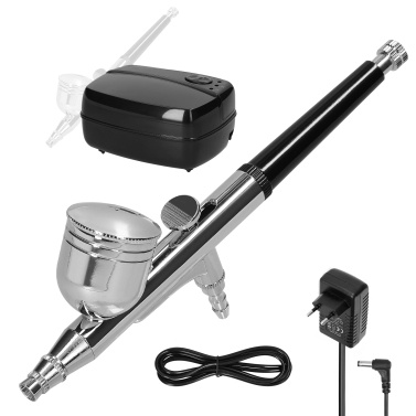 Multi-purpose Professional Airbrush Air Compressor Kit 18PSI 3-Speed Adjustment Pump Airbrush Pen Set for Car Model Making DIY Makeup Nail Art Painting Cake Decorating Use with Pigment Cup
