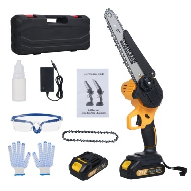Cordless Chainsaw 8 inch Brushless Electric Chain Saw with 2 Pack Rechargeable Batteries Battery Powered Handheld Chainsaw for Trees Branches Trimming Wood Cutting