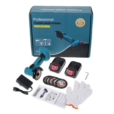 21V Cordless Angle Grinder Kit with 19000 RPM Brushless Electric Motor Power Angle Grinder Tools with 2 x 1300mAh Battery Charger for Cutting Griding Polishing