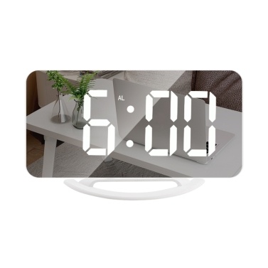 LED Mirror Clock Mini Digital Alarm Clock Table Clock with Snooze Function 3 Adjustable Brightness Auto-Adapt Backlight