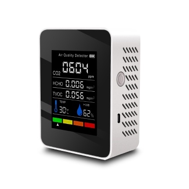Household Air Quality Detector Multifunctional CO2 Tester with Carbon Dioxide TVOC HCHO Value Electricity Quantity Temperature Humidity Display with Alarm Function