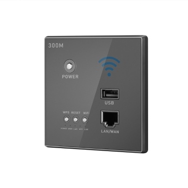 300Mbps Power AP Relay Intelligent Wireless WIFI Repeater Extender Wall Embedded 2.4GHz Router Panel with USB Socket