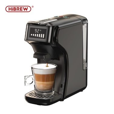 HiBREW H1B 6-in-1 Pods Coffee Maker, 600ml Water Tank, 19 Bar Pressure Extraction, Cold/Hot Mode, LED Indicator, for Kcup*/Nes*/DG*/Espresso Powder, Black