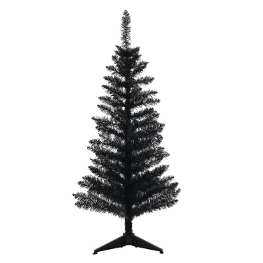4FT Black Christmas Tree 50LEDS Easy Assembly 115 Branch Tips Artificial Holiday Xmas Tree with Sturdy Metal Stand for Home Party Office Decorations