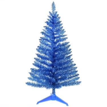 4FT Ice Blue Christmas Tree 50LEDS Easy Assembly 115 Branch Tips Artificial Holiday Xmas Tree with Sturdy Metal Stand for Home Party Office Decorations