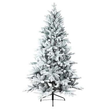 5FT Artificial Christmas Tree 694 Branch Tips Holiday Decoration Flocked Xmas Tree with Sturdy Metal Stand Auto-Spread/Close up