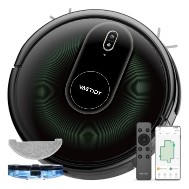 Vactidy T8 Robot Vacuum and Mop Combo - WiFi/App/Alexa/Siri Control, Gyroscope Navigation, Auto-Charging, Ultra-Slim Design - Ideal for Hard Floors, Pet Hair, and Carpets