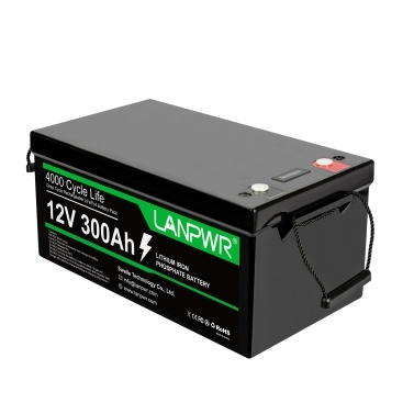 LANPWR 12V 300Ah LiFePO4 Lithium Battery Pack Backup Power  3840Wh Energy 4000+ Deep Cycles Built-in 200A BMS for RV Electric Boat  Solar System