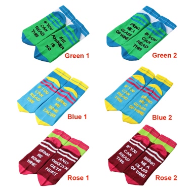 Fashion Women Men Cotton Socks Contrast Striped Funny Letter Print Winter Soft Warm Socks Hosiery