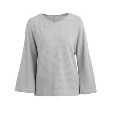 New Fashion Women Sweater O-Neck Flare Sleeve Solid Loose Knitwear Knitted Pullover Tops Red/Grey/Black