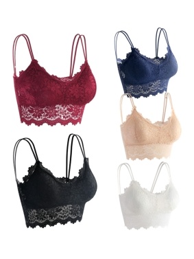 5Pcs Women Lace Bra Camisole Wirefree Crop Tops
