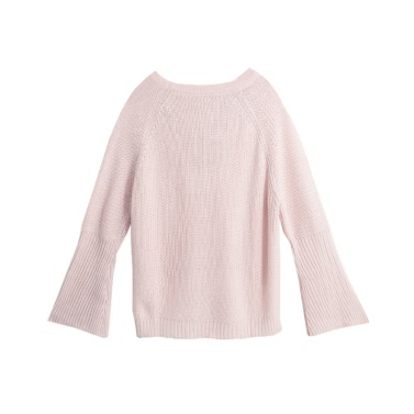 Flare Sleeve Knitted Sweater Women Lace Up V-Neck Pullover Sexy Jumper Casual Loose Split Knitwear