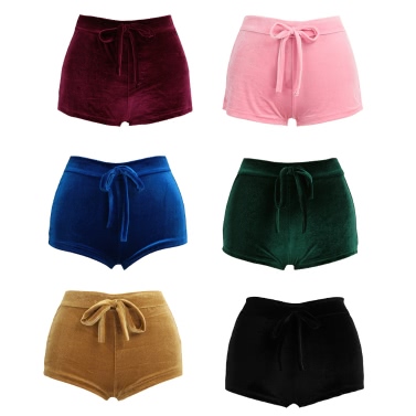 New Women Velvet Shorts High Waist Autumn Winter Sexy Elegant Casual Skinny Pants