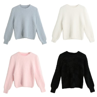 New Fashion Women Knitted Sweater Solid Color O-Neck Long Sleeve Casual Thick Warm Jumper Pullover Knitwear