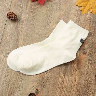 Winter Women Girls Cotton Socks Letter Embroidery Solid Color Soft Warm Socks Hosiery
