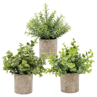 3pcs Potted Artificial Plant Fake Green Grass Leaves Artificial Simulation Plants Sets