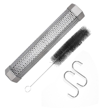 12 Inches Smoker Tube Stainless Steel BBQ Wood Tube Smoker for Hot and Cold Smoking Portable Smoker Tube for Pellet Grill