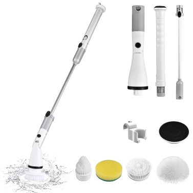 Electric Spin Scrubber Cordless Handheld Cleaning Brush with Adjustable Extension Handle 4 Brush Heads 2000mAH Battery for Kitchen Bathroom Wall Window Floor