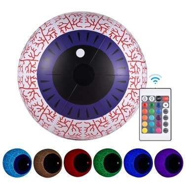 23Inch Inflatable Eyeball LED Lights Halloween Decorations Luminous Eyeballs With Remote Control 16 RGB Colors 4 Light Modes 10 Brightness Levels for Party Indoor Outdoor Garden Lawn
