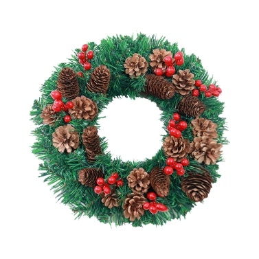 20 Inch Christmas Wreath With Pine Cones Red Fruit Merry Christmas Hanging Garland Artificial Wreath for Front Door Wall Party Decoration
