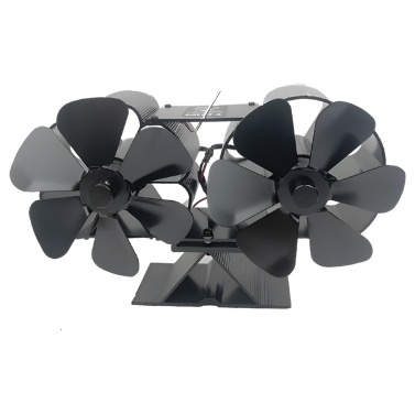 Wood Stove Fan Heat Powered Dual Silent Motors 6 Blades Non-Electric Heat Activated Fireplace Fan with Bracket Perfect for Wood Burning Stove / Log Burner