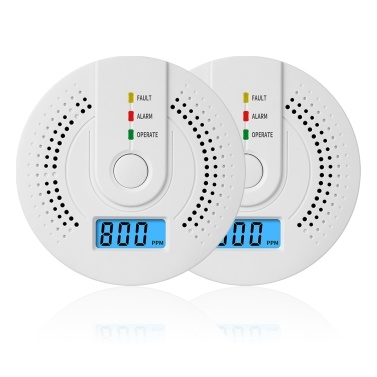 2 Packs Carbon Monoxide Detectors Battery Operated CO Alarm Detector Monitor with LCD Digital Display for House Kitchen Restaurant Hotel Office - Batteries NOT Included