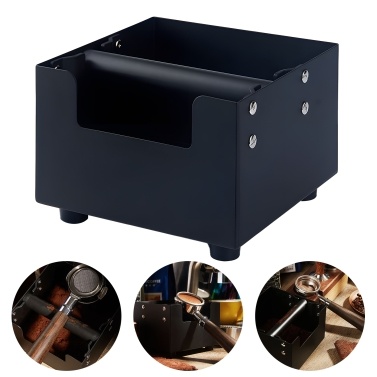 Large Capacity Coffee Knock Box 45 Steel Shock-proof Espresso Accessories Coffee Grounds Container with Removable Silicone Knock Bar and Non-Slip Base