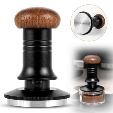 51mm Coffee Tamper 30lbs Calibrated Spring Loaded Tamper Adjustable Depth Espresso Tamper with 304 Stainless Steel Base Ergonomic Walnut Wood Handle