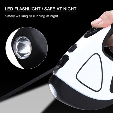 Retractable Dog Leash with LED Flashlight for Dogs, 360°Tangle-Free Extendable Leash, Nylon Cord Dog Leash with Anti-Slip Handle, One-Handed Brake, Pause, Lock (5m)