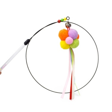 Cat Interactive Stick with Balls Bells Feather Wand