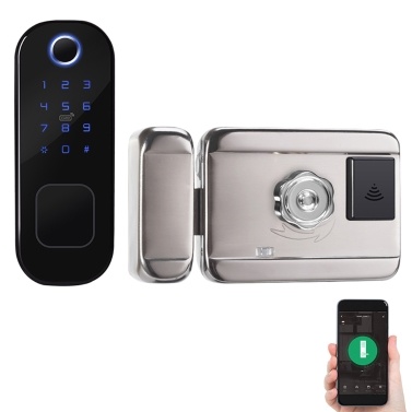 Smart Fingerprint Door Lock for Front Door Electronic Keyless Keypad Entry Door Lock with 6 Ways Unlock 110 Groups Fingerprint and 400 Groups Password Storage APP Control BT Safety Lock