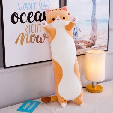 Cute Cartoon Cat Shaped Doll Toy Plush Toy Sleeping Long Throw Pillow Decorative Gift