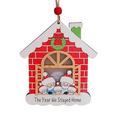 Christmas Tree Decoration Wooden House Glow Ornament