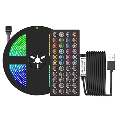 LED Strip Lights 3.28ft. Waterproof RGB LED Lights with IR Remote Control 20 Colors and DIY Modes 5050 Color Changing LED Tape Lights for Home Ceiling Party Festival