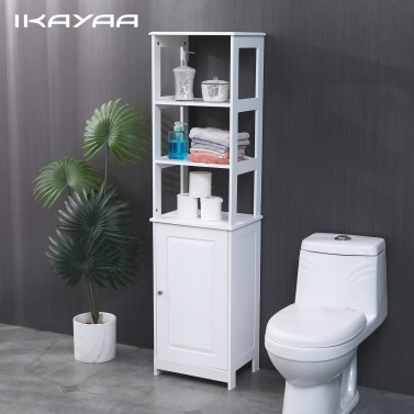 Free Standing Tall Bathroom Cabinet with 3-tier Open Shelves Single-Door Cupboard Adjustable Shelf Minimalist Spacious Storage Tower Cabinet Bath Cabinet Bedside Corner Medicine Kitchen Entryway Cabin