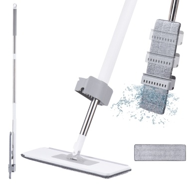 Self Wringing Flat Mop Hands-Free 360 Degree Spin Cleaning Mop with 2 Washable Mop Pads Wet Dry Use Microfiber Floor Mop for Hardwood Laminate Tile Floor Cleaning