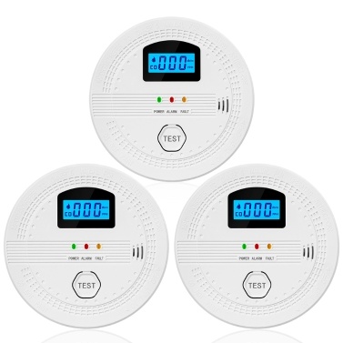 3 Packs Smoke and Carbon Monoxide Detector 2 In 1 CO and Smoke Detectors LCD Display Smart Detector