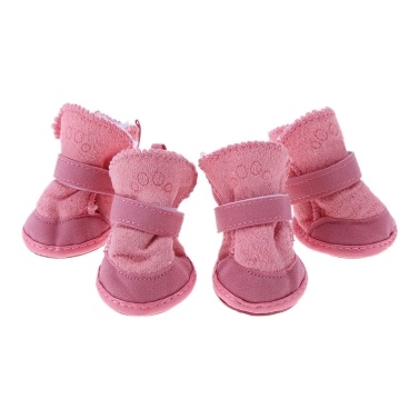 4 PCS Pet Dog Shoes Khaki Pink Pet Dog Booties