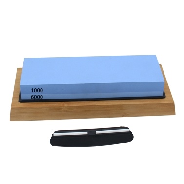 1000/6000 Grit White Corundum Double-sided Whetstone with Angel Guide Portable for Kitchen