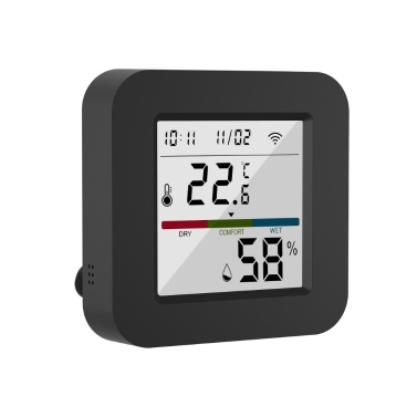 3 In 1 IR Remote Control with Smart Temperature Humidity Monitor LCD Screen WiFi BT Dual Mode Universal Remote Control TY APP Timing Voice Control for Home Office Garage Temperature Humidity Sensor