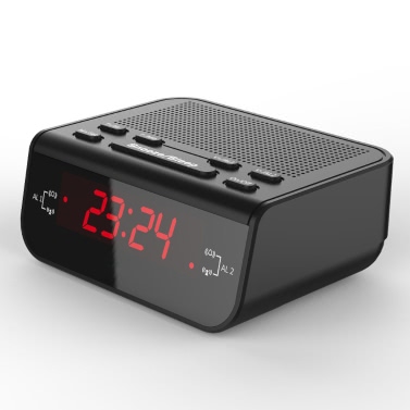 Kompakte digitale Wecker-UKW-Radio mit Dual-Alarm Buzzer Snooze Sleep Funktion rot LED Zeitanzeige